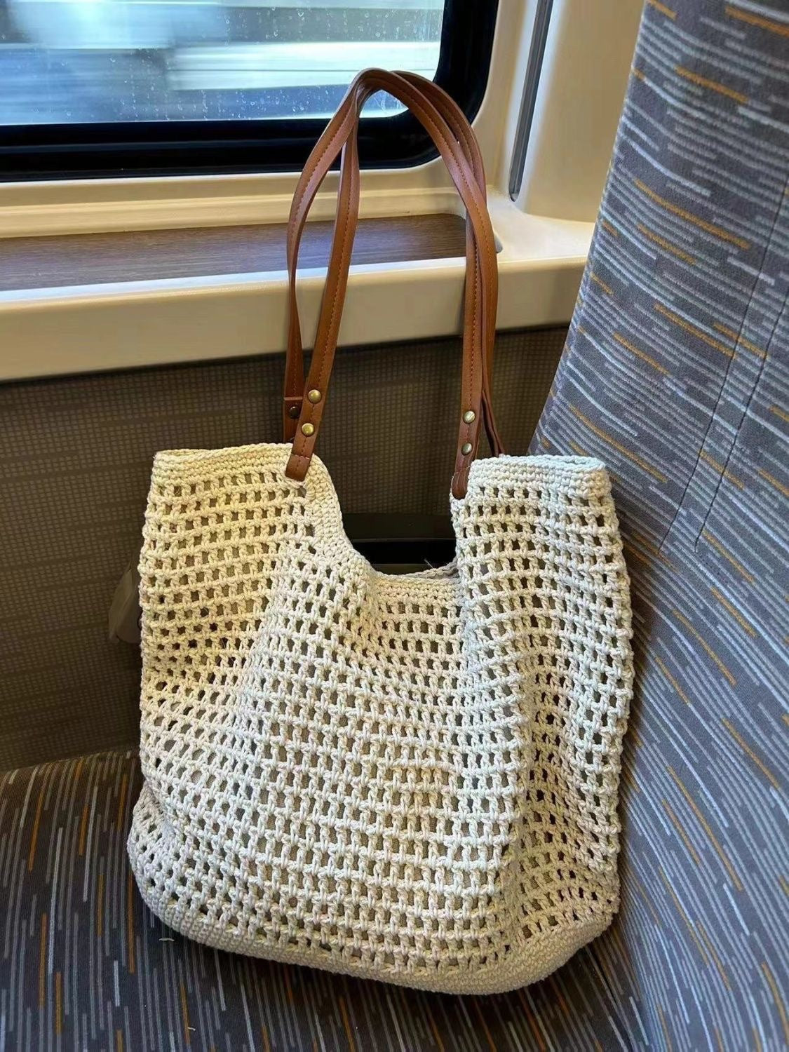 Grid-Knit Hobo