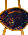 Nourishment Rectangular Handmade Laptop Work Sisal Straw Blue Basket Tote Handbag