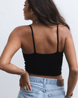 The Kyla - Double Layer Crop - Black