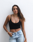The Kyla - Double Layer Crop - Black