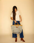 Ash Wisdom Striped Handwoven Sisal Straw Basket Tote
