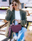 Burgundy Semi-Circle Crossbody Bag