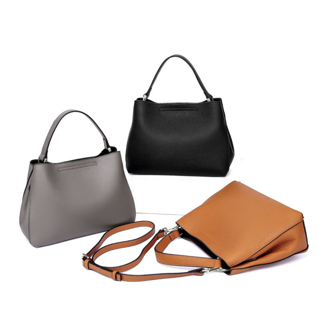 Elegant Genuine Leather Handbag - Fashionable Casual Leather Tote Purse &amp; Shoulder Crossbody Bag for Women