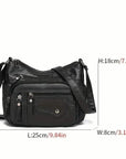 Fashion Multi Zipper Crossbody Bag, Soft Vegan Leather Shoulder Bag, Women's Multi Pockets Handbag Purse