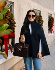Margo -  Fall Wicker Handbag - Black & Chocolate
