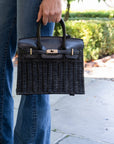 Margo -  Fall Wicker Handbag - Black & Chocolate