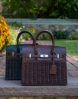 Margo -  Fall Wicker Handbag - Black & Chocolate