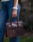 Margo -  Fall Wicker Handbag - Black & Chocolate