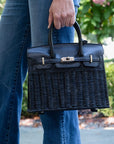 Margo -  Fall Wicker Handbag - Black & Chocolate