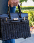 Margo -  Fall Wicker Handbag - Black & Chocolate