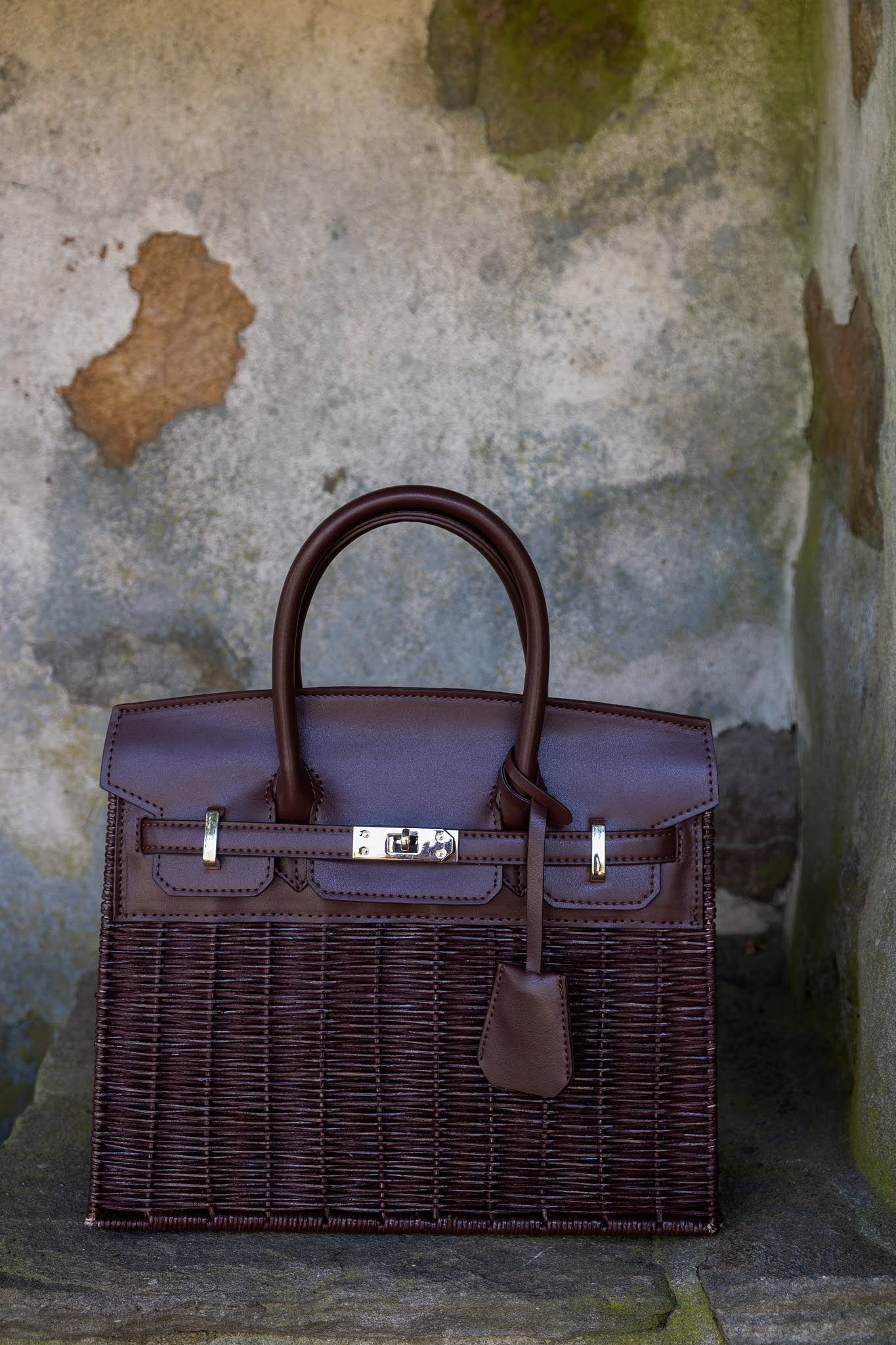 Margo -  Fall Wicker Handbag - Black &amp; Chocolate