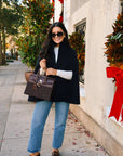 Margo -  Fall Wicker Handbag - Black & Chocolate